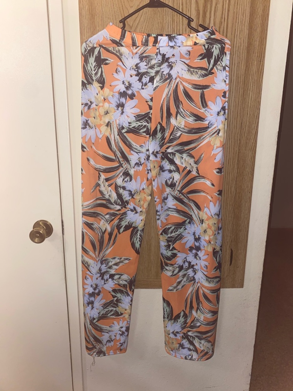PrettyLittleThing Orange Floral Wide Leg Pants